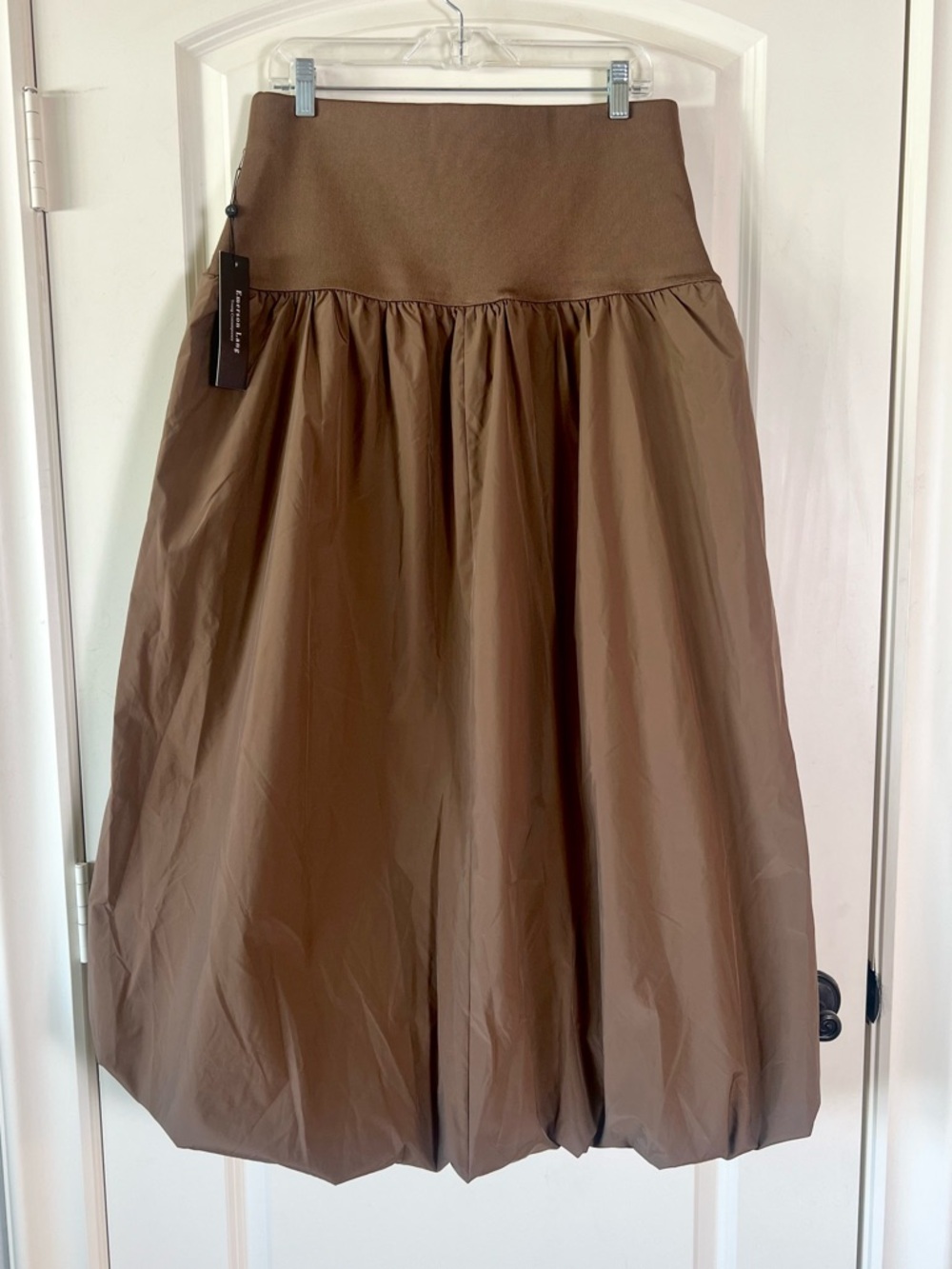 Emerson Lang Elegant Chic Brown Balloon Midi Bubble Skirt Size XL NWT - Picture 9 of 10